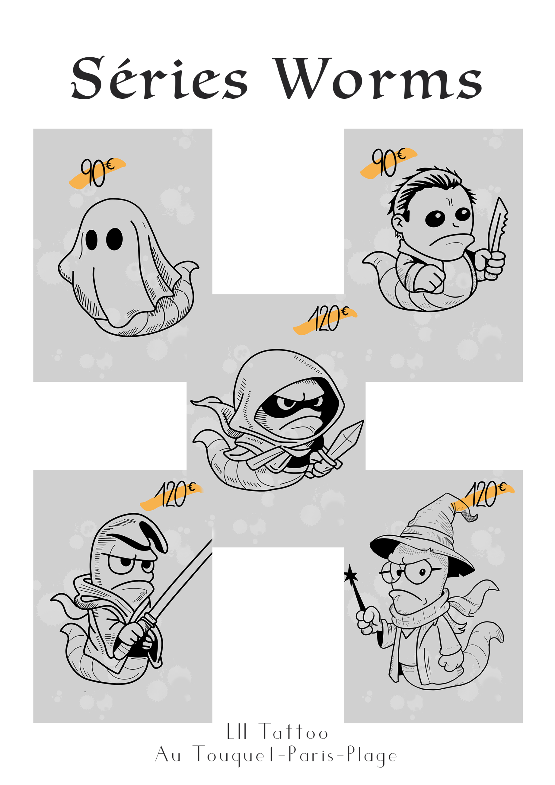 Tatouage flash au Touquet: série Worms
